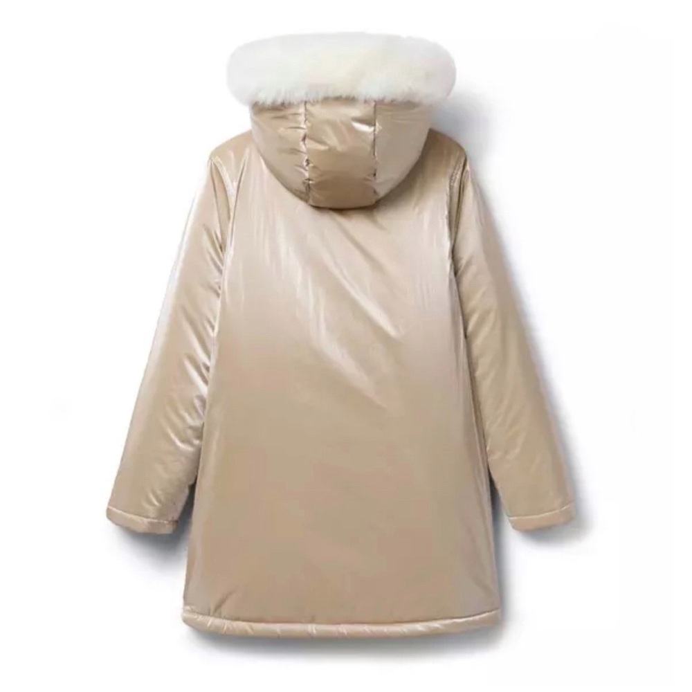 Brand New Janie & Jack Toddler Girl Gold Metallic Puffer Coat, Size 3-4, NWT - Picture 3 of 5